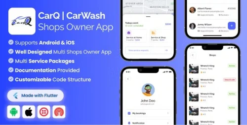 Shop Owner App for CarQ Car Wash Marketplace SAAS Flutter App