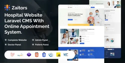 Zaitors - Appointment System, Video/Audio Calling, E-prescription. Hospital CMS Laravel