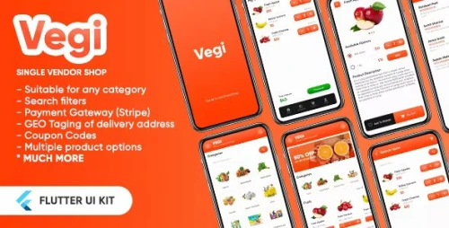Vegi - The Ultimate Grocery - Food - Milk - Medicine Ordering & Delivery app UI kit (Flutter)