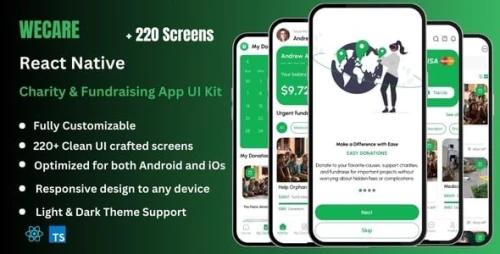 Wecare Pro - Donation, Charity, & Fundraising React Native CLI App Ui Kit