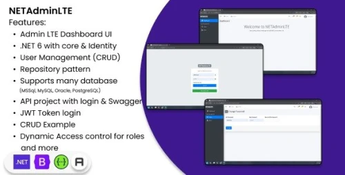 .NET 6 MVC with AdminLTE & API Starter Kit + Authentication, User Management