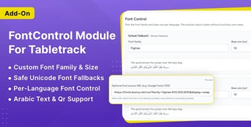 FontControl Module for TableTrack