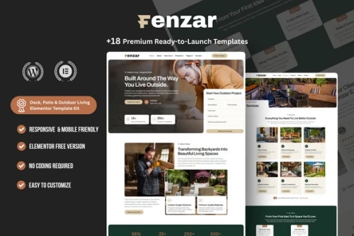 Fenzar – Deck, Patio & Outdoor Living Elementor Template Kit