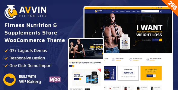 Avvin - Fitness Nutrition and Supplements Store WooCommerce Theme