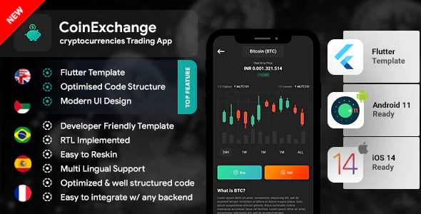 Cryptocurrency Treding Android + iOS Template - FLUTTER - Coinexchange