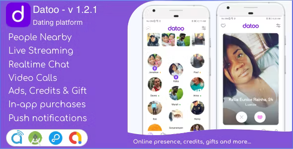 Datoo - (Android Only) - Dating platform with Live Steaming and Video calls + Admin Panel
