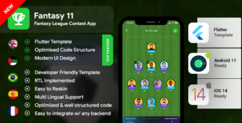 Fantasy League Contest Sports App Android + iOS Template - Flutter - Fantacy 11