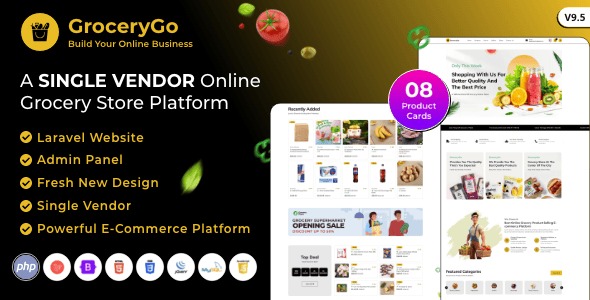 GroceryGo - Single Vendor Online Grocery Store Laravel Website Platform