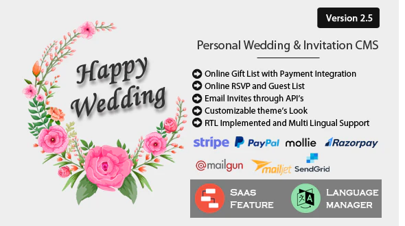 Happy Wedding - Personal Wedding & Invitation CMS