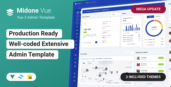 Midone - Tailwind CSS 3 & Vuejs 3 Admin Dashboard Template + HTML Version