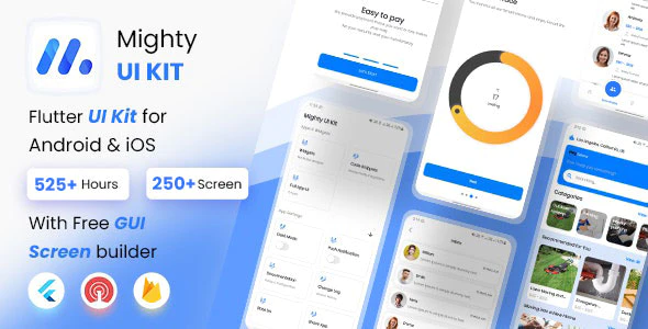MightyUIKit - Flutter 3.x UI Kit with Screen Builder