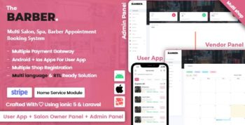 Multi Salon, Spa, Barber Appointment Booking System - Adminpanel - Salon Owner Panel - saas