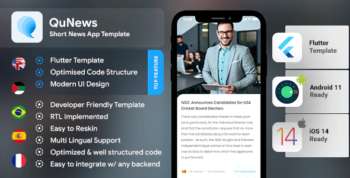 Short News Android App + iOS App Template - FLUTTER - QuNews