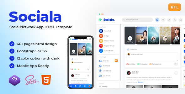 Sociala - Social Network App React Template