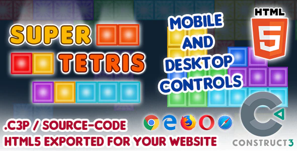 Super Tetris - HTML5 Construct 3 Game with Source-code
