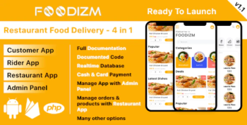 3in1 - Restaurant, Delivery boy, Customer and Admin Panel Food Ordering in Android with Firebase