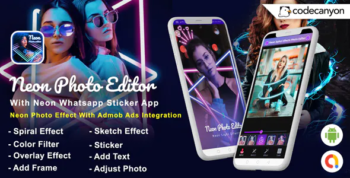 Android Neon Photo Editor with Whatsapp Sticker - Neon Spiral Light Effect (Android 10 Supported)