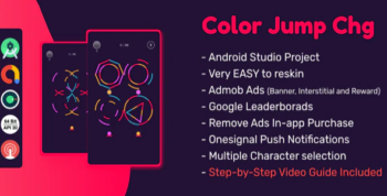 Color Jump - (Android Studio+Admob+Reward Ads+Multiple Characters+Remove Ads+Leaderboards+Onesignal)