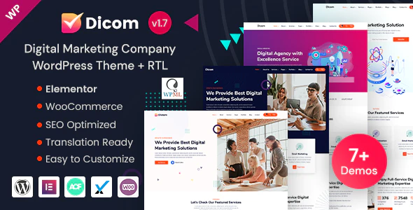 Dicom - IT Startup & SEO Marketing Services Elementor WordPress Theme