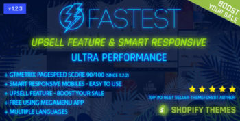 Fastest - Shopify minimal theme, Mega menu, GTMetrix 90/100, Cross-sells - Increase conversion rate