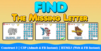 Find The Missing Letter Kids Education Game v2 (Construct 3 | C3P | HTML5) Admob and FB Instant