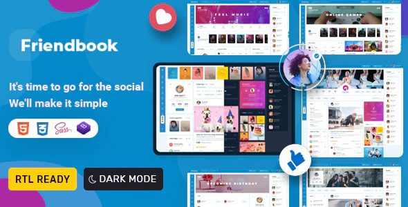 Friendbook - Social Network Social Media Community UI Toolkit Responsive Html Template
