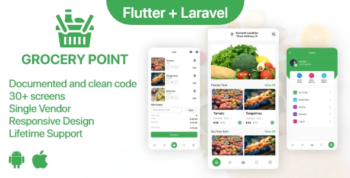 Grocery Point - Online Grocery Shop App in Flutter + PHP Laravel Admin panel