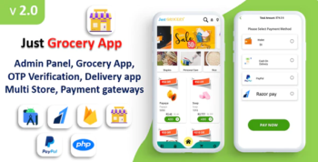 Just Grocery App - Grocery At Home - Paypal & Razorpay Integrated - Delivery & Customer App 2.0
