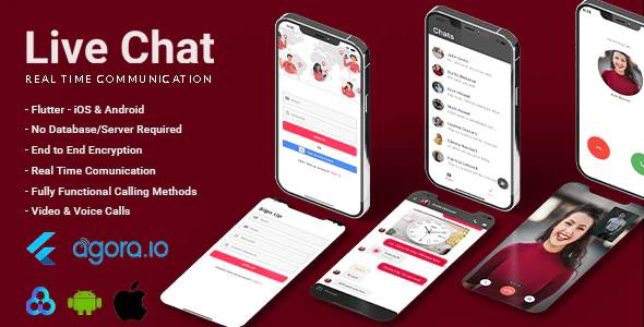 LiveChat - Flutter RealTime Chat App with No Database - Video & Voice Calling - Android & iOS