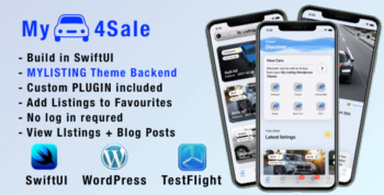 MyCar4Sale - IOS companion app for My Listing Theme: Car Demo. WP Plugins included