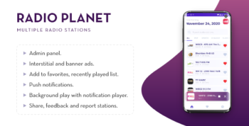 Radio Planet Pro - Multi-station Radio App With Admin Panel