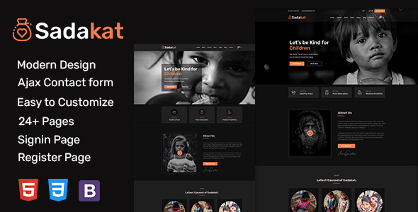Sadakat - Charity Nonprofit HTML 5 Template