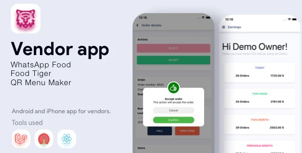 Vendor App - WhatsApp Food, FoodTiger, QR Menu Maker