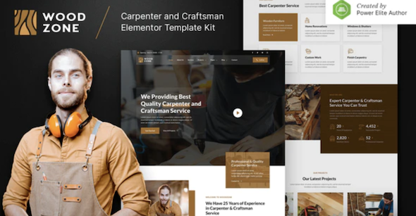 Woodzone – Carpenter & Craftsman Elementor Template Kit