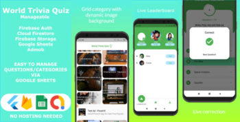 World Trivia Quiz - Flutter Full Application with Google Sheets Source