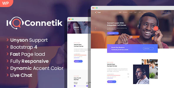 IQconnetik - Modern Call Center WordPress theme