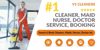 Ionic - #1 Cleaning Service App Search & Book Cleaners iOS Android Booking System, Maid Nurse Doctor