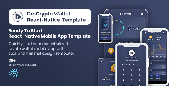 De-Crpyto Wallet - Cryptocurrency Web App React JS Template