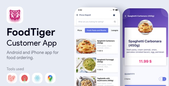 Client app - React Native Client Mobile app - FoodTiger