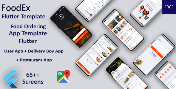 Food Ordering App - Food Delivery App - 3 Apps - Android + iOS App Template - FLUTTER - FoodEx