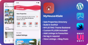 MyHouse4Sale - Real Estate IOS Companion App for MyListing. WordPress Backend + Plugin