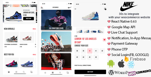 React Native Woocommerce - Nike Mobile App Template