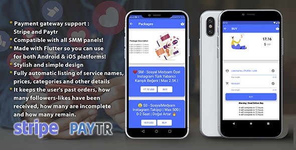 SMM Panel - Sell Social Media Follower&Like - Stripe - Android&iOS
