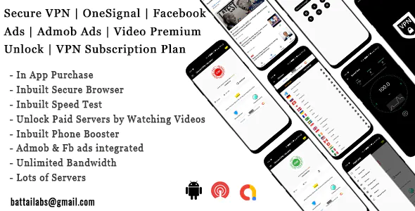 Secure VPN - OneSignal - Facebook Ads - Admob Ads - Video Premium Unlock - VPN Subscription Plan