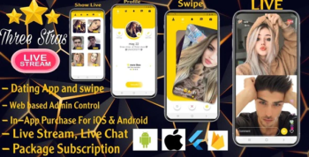Three stars - live stream Complete Flutter Dating App with Admin