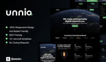 Unniq - Dark Digital Creative Agency Elementor Template Kit