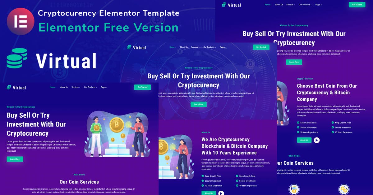 Virtual - Cryptocurency Blockchain & Bitcoin Elementor Template Kit