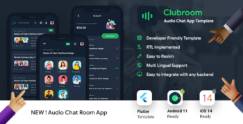 Clubhouse Audio Chat Android App Template + iOS App Template - FLUTTER 2 - ClubRoom