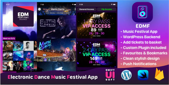 EDMF - Music Festival IOS App with WordPress backend