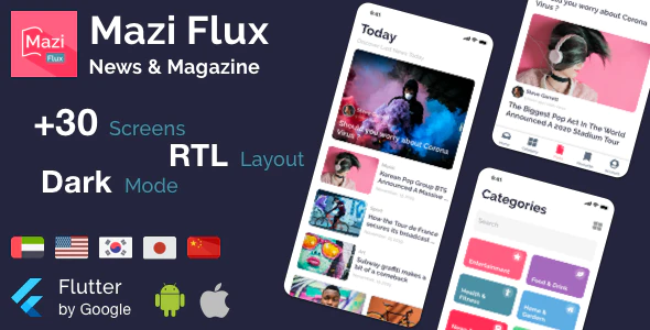 Mazi Flux - News & Magazine for Flutter mobile template